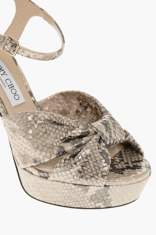 Platform HELOISE Sandals with Metallic Python Print 13cm