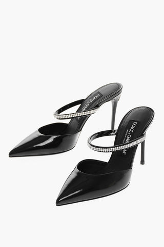 Patent Leather CARDINALE Mules with Crystal Application 9cm