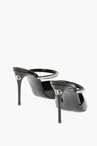 Patent Leather CARDINALE Mules with Crystal Application 9cm