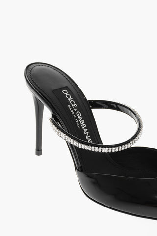 Patent Leather CARDINALE Mules with Crystal Application 9cm