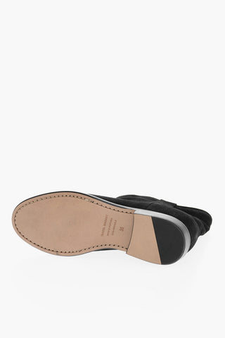 Suede Ankle Boots with Visible Stitching