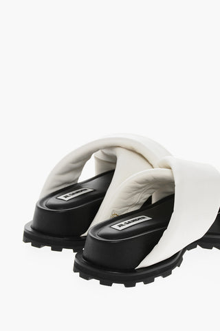 Leather Padded Slides with Crisscross