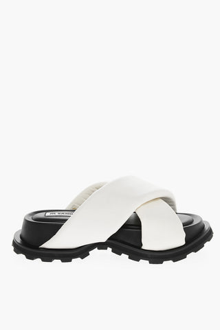 Leather Padded Slides with Crisscross