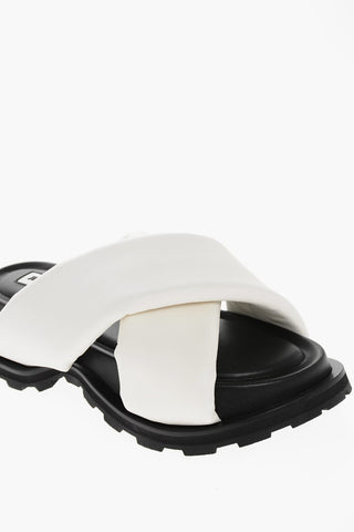Leather Padded Slides with Crisscross