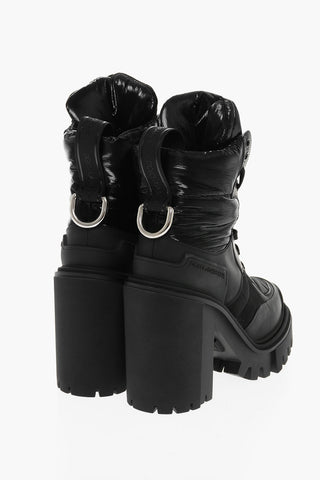 Padded Leather Nylon HIGH TREKKING Booties with Statement Sole 12,5cm
