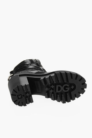 Padded Leather Nylon HIGH TREKKING Booties with Statement Sole 12,5cm