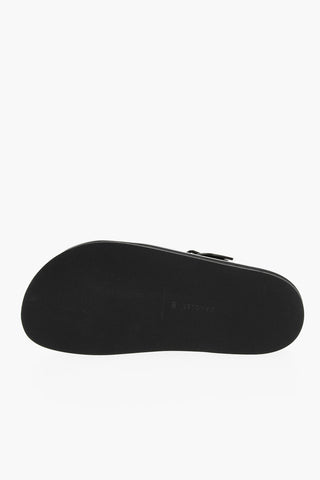 Woven Design Leather KATE Sliders with Buckle