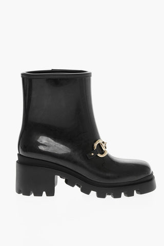 Squared Toe DEMETRA Rubber Booties with Jewely Buckle 7cm