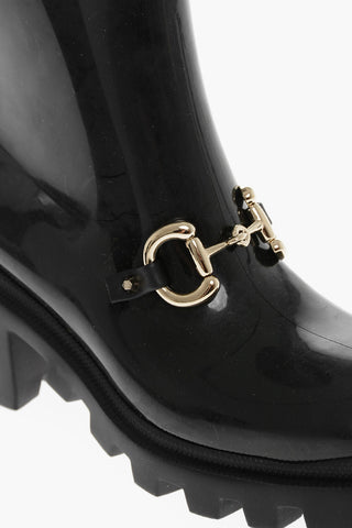 Squared Toe DEMETRA Rubber Booties with Jewely Buckle 7cm