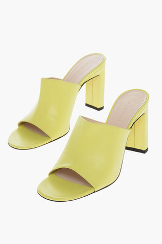 Squared Heel Leather ANNE Mules 9cm