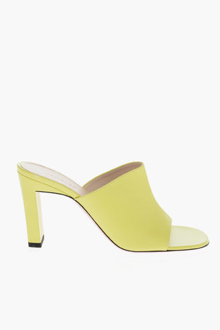 Squared Heel Leather ANNE Mules 9cm