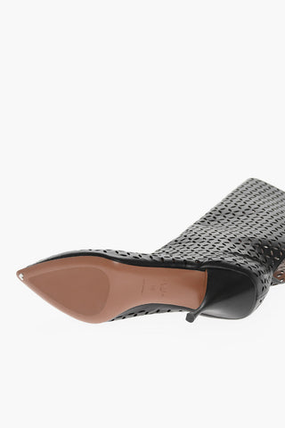 Spool Heel Perforated Leather Boots 9,5cm