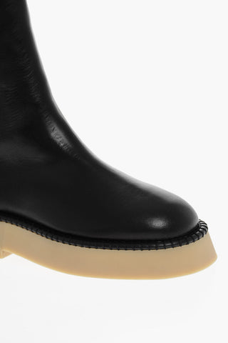 Leather ROSA Booties with Zip and Contrasting Sole