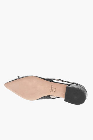 Slingbacks a Punta in Pelle Traforata con Fiocco