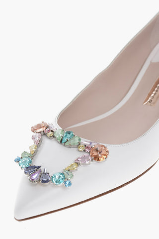 Point Toe MARGAUX Leather Ballet Flats with Jewel Buckle