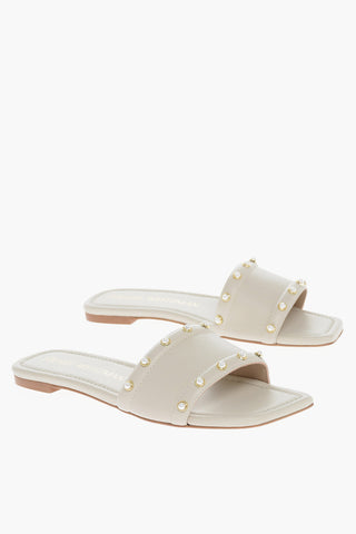 Sliders PEARL SLIDE in Pelle con Dettaglio Perle