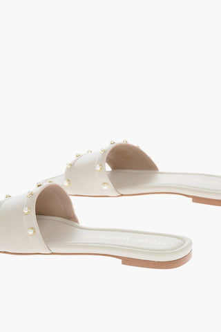 Sliders PEARL SLIDE in Pelle con Dettaglio Perle
