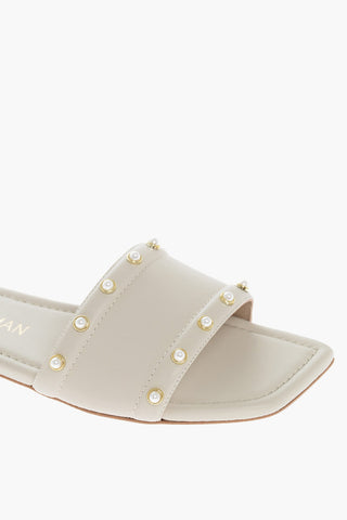 Sliders PEARL SLIDE in Pelle con Dettaglio Perle