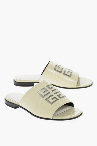 Leather Slides with Mesh 4G Logo