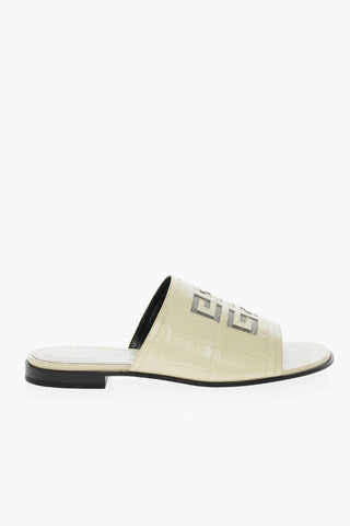 Leather Slides with Mesh 4G Logo