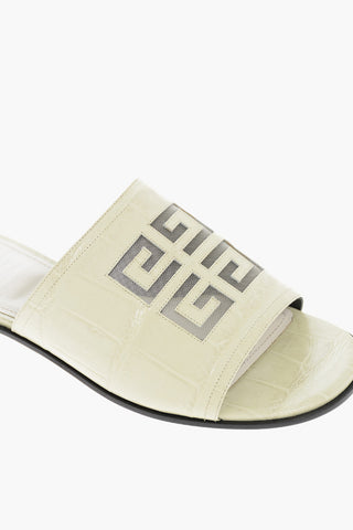Leather Slides with Mesh 4G Logo