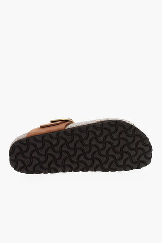 Leather GIZEN BIG BUCKLE Thong Sandals with Maxi Buckle