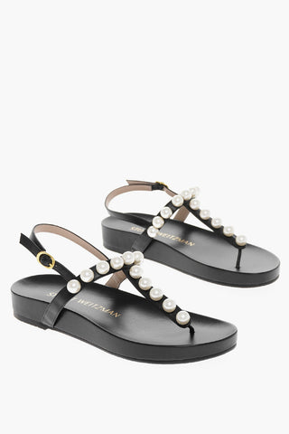 Leather GOLDIE PEARL Thong Sandals with Pearls