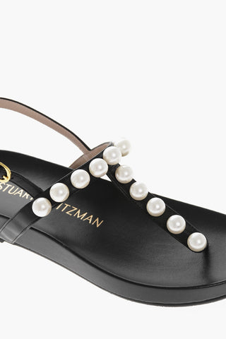 Leather GOLDIE PEARL Thong Sandals with Pearls