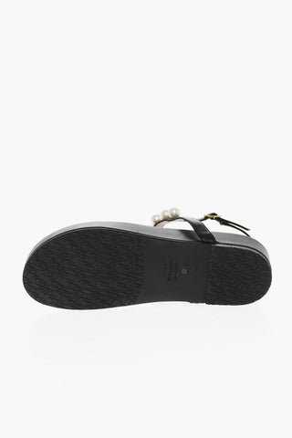 Leather GOLDIE PEARL Thong Sandals with Pearls