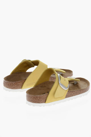 Leather GIZEN BIG BUCKLE Thong Sandals with Maxi Buckle