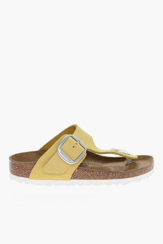 Leather GIZEN BIG BUCKLE Thong Sandals with Maxi Buckle