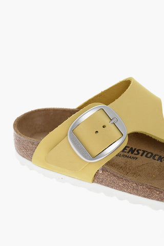 Leather GIZEN BIG BUCKLE Thong Sandals with Maxi Buckle