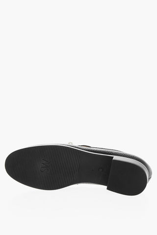 Textured Leather GOLDIE Loafers with Pearl Detail