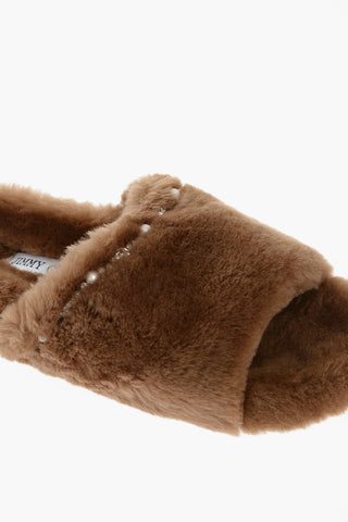 Teddy ACINDA Slippers with Pearl and Crystal Detail
