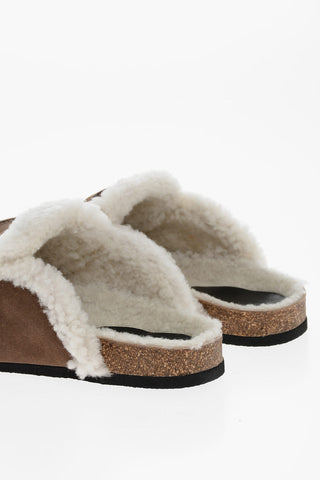 Shearling Lining Suede Penny Mules