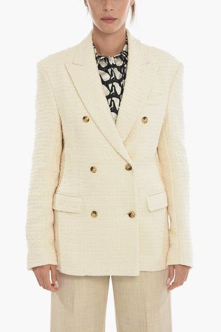 Blazer Doppiopetto in Misto Tweed di Cotone