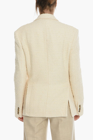 Blazer Doppiopetto in Misto Tweed di Cotone