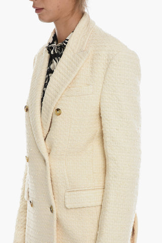 Blazer Doppiopetto in Misto Tweed di Cotone
