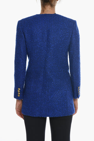 Double-breasted Tweed Wool Blend Blazer