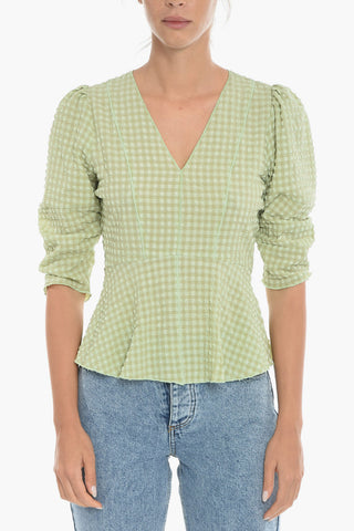 Seersucker Top EMMI with V-Neck