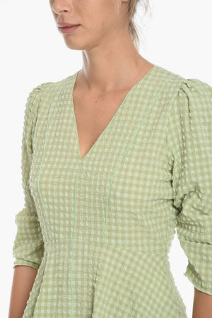 Top EMMI In Tessuto Seersucker con Scollo a V