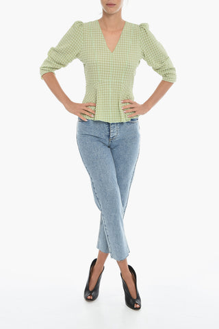Seersucker Top EMMI with V-Neck