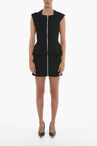 Sleeveless Zip-up Peplum Dress