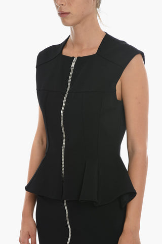 Sleeveless Zip-up Peplum Dress