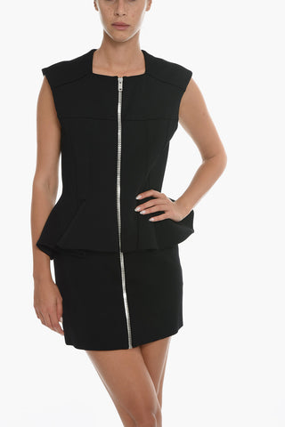 Sleeveless Zip-up Peplum Dress