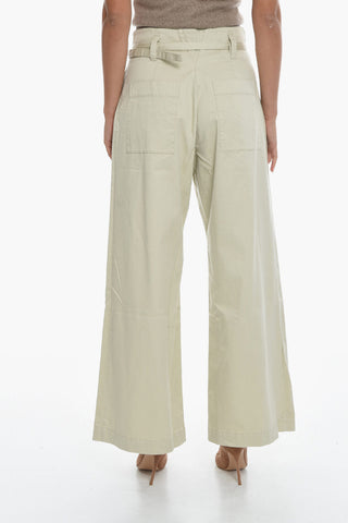 Double-pleated Wide Leg Pants with Belt