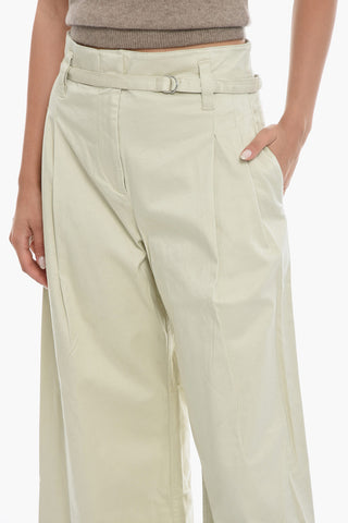 Double-pleated Wide Leg Pants with Belt