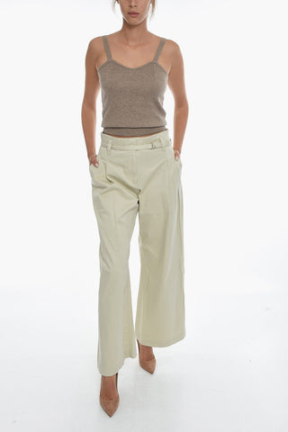 Double-pleated Wide Leg Pants with Belt