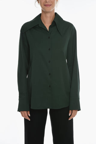 Spread Collar Relaxed Fit Wool Shirt
