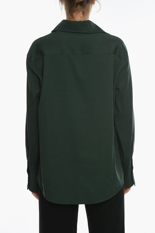 Spread Collar Relaxed Fit Wool Shirt